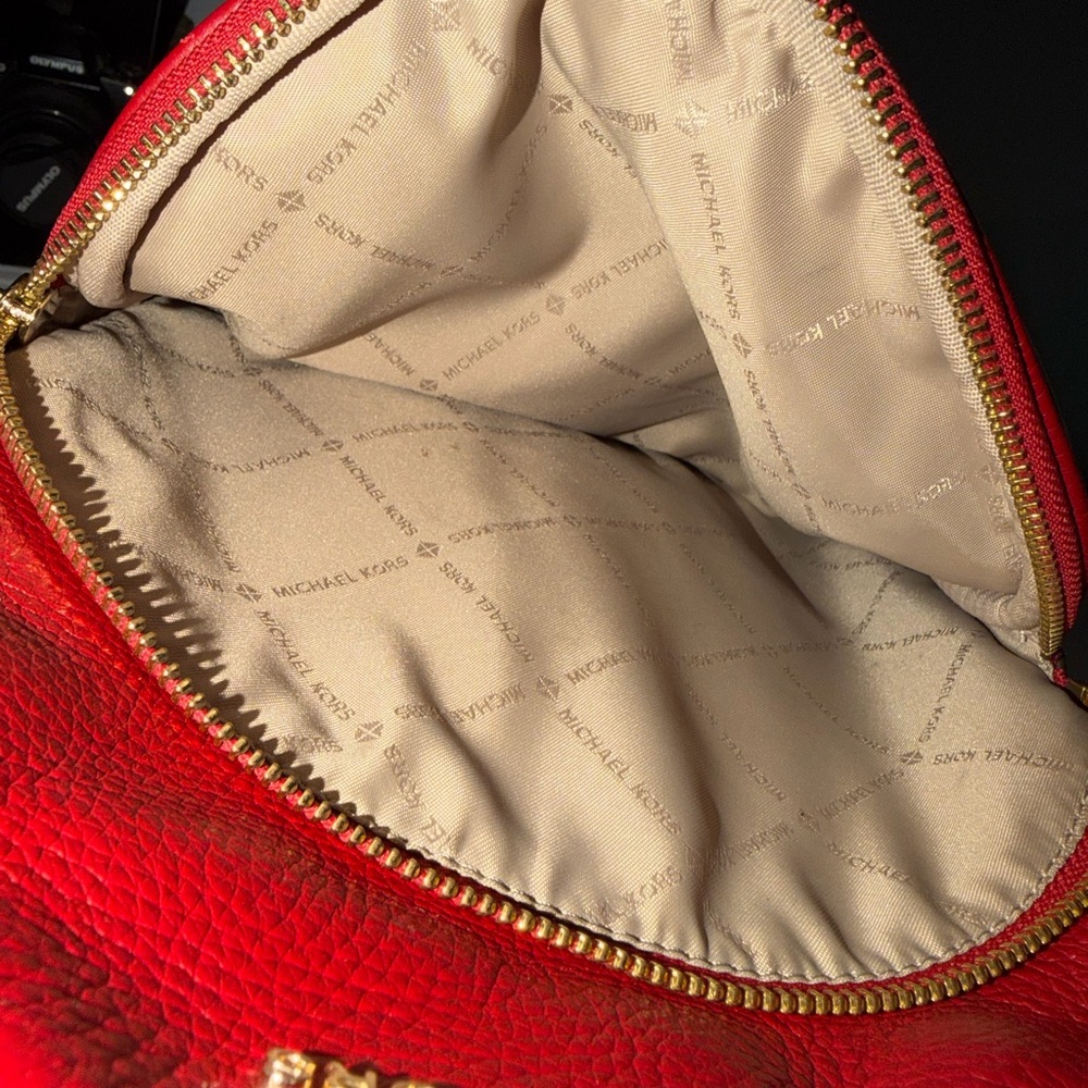 Michael Kors Vibrant Pebble Red Backpack - Picture 3 of 5